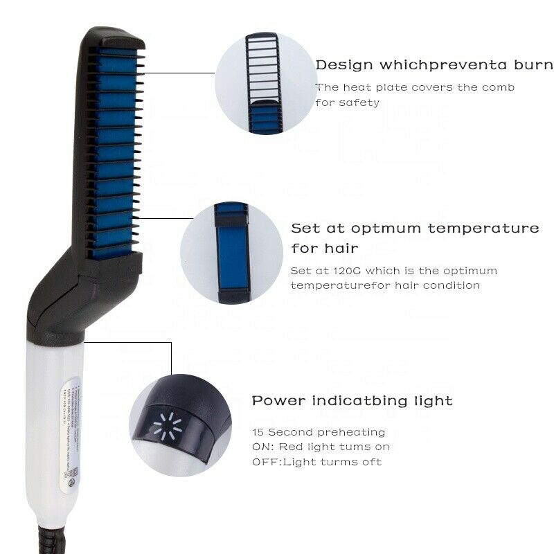 Hair Straightener Men Multifunctional Comb Curling Electric Brush Professional Hair Comb Brush Beard Straightener Hair Curler Fast Heating Styling Tools-nabka