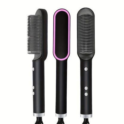 2-in-1 Electric Hair Straightener Brush Hot Comb Adjustment Heat Styling Curler Anti-Scald Comb, 2-in-1 Styling Tool For Long-Lasting Curls And Straight Hair-nabka