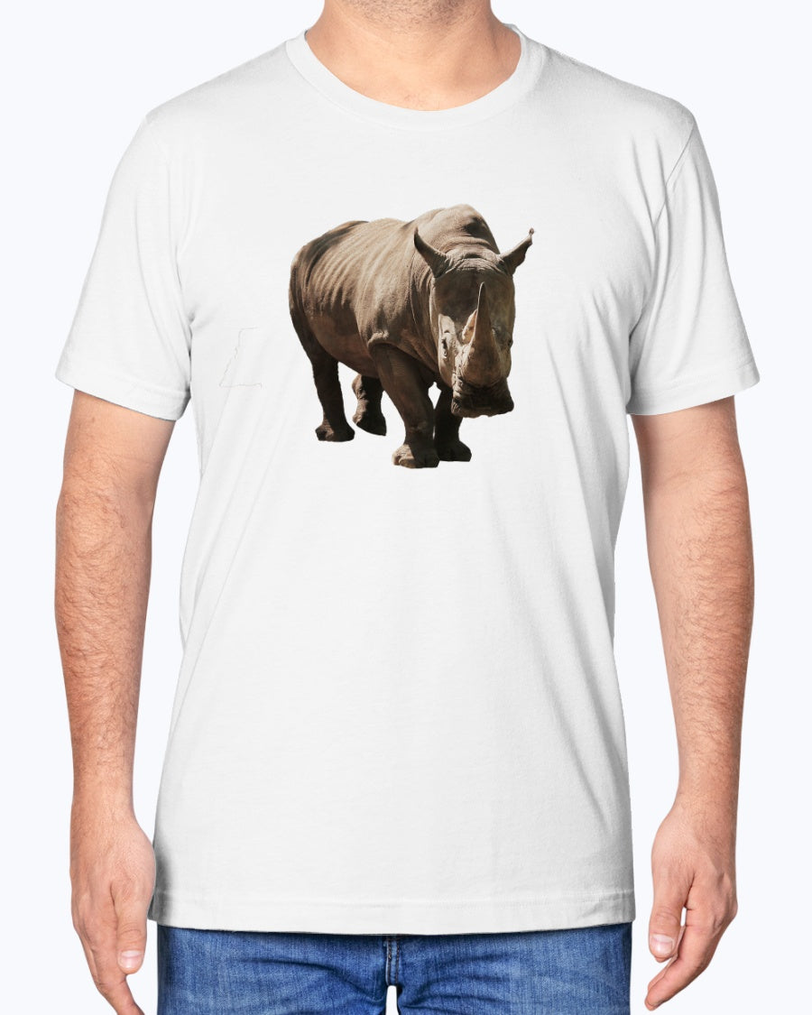 Stylish Rhino, Wildlife Apparel, Eco-Friendly Fashion, Moss Apparel, Unisex T-Shirt