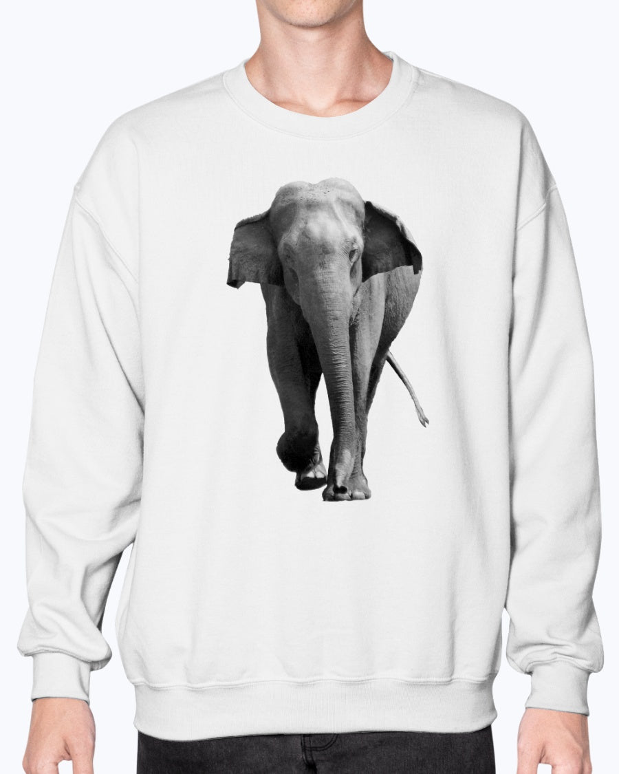 Male Indian Elephant Charging in Sri Lanka, Asian Elephant, Elephant lovers wildlife fans, Moss Apparel, Unisex Crewneck Sweatshirt