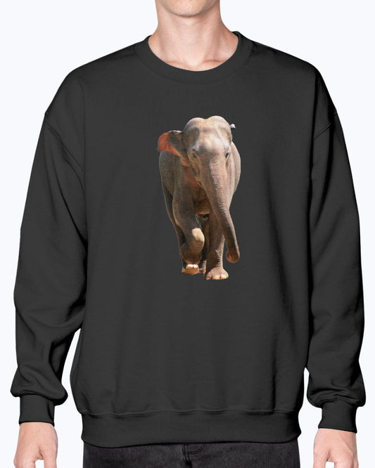 Charging Indian Elephant, Moss Apparel, Crewneck Sweatshirt