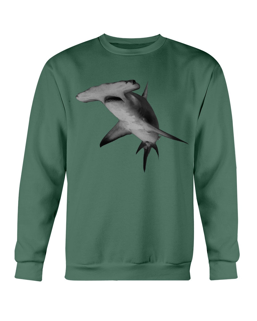 Hammerhead Shark, Great Hammerhead in Bimini Bahamas photograph, Moss Apparel, Crewneck Sweatshirt