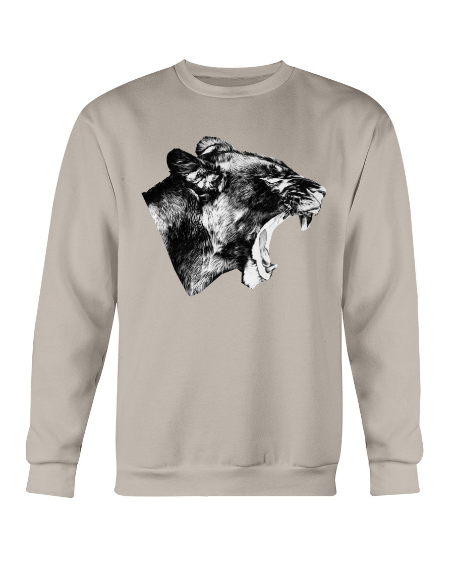 Lioness' Roar, lion lovers, wildlife fans, Moss Apparel, Unisex Crewneck Sweatshirt