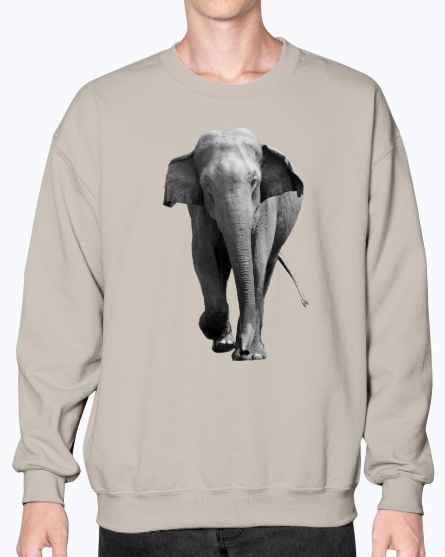 Male Indian Elephant Charging in Sri Lanka, Asian Elephant, Elephant lovers wildlife fans, Moss Apparel, Unisex Crewneck Sweatshirt