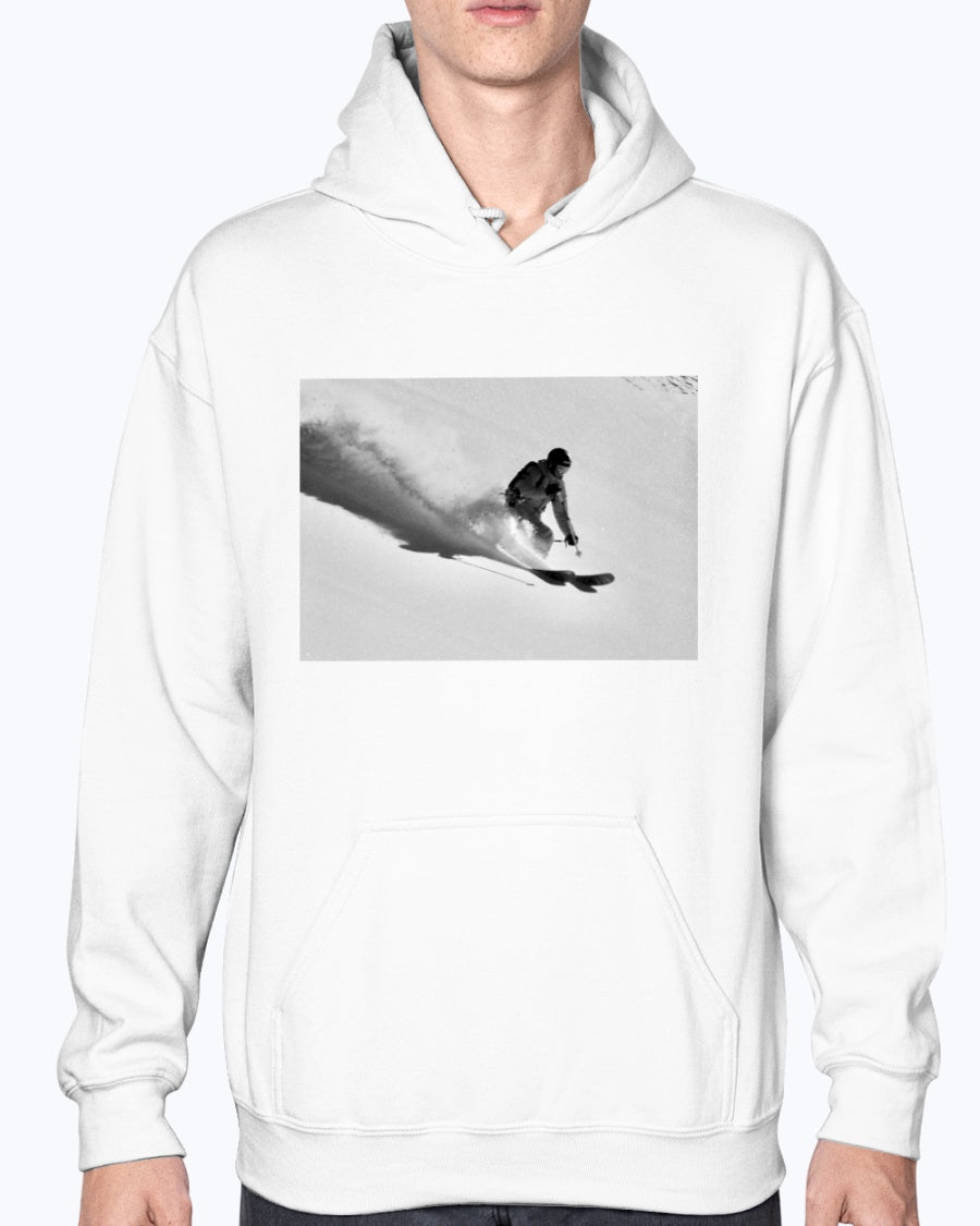 Powder Trail, French Alps Skier, Moss Apparel, Unisex Hoodie