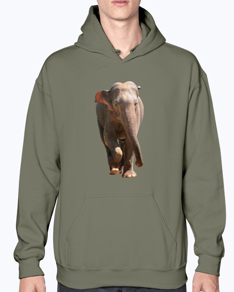 Charging Indian Elephant, Moss Apparel, Hoodie