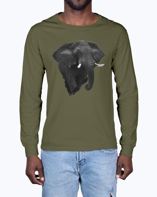 Elephant's Stand, Elephant, safari fans, African Elephant, Moss Apparel, Unisex Long Sleeve T-Shirt